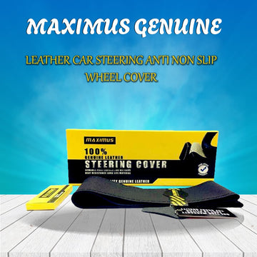 Maximus Genuine Leather Car Steering Anti Non Slip Wheel Cover - With Thread & Needle | Heat Resistant | Long Life