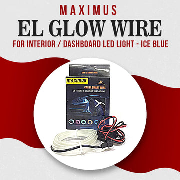 Maximus EL Glow Wire Interior Dashboard LED Light 2Meters 6ft Ice Blue - LED Neon Glow EL Wire Ambient Light Rope