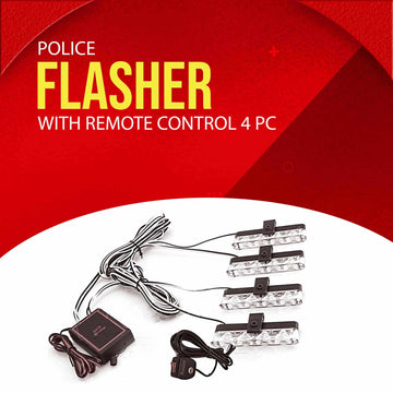 Police Flasher 4 LED With Remote Control 4 PC - Flasher Lights | Police Flasher Lights For Cars