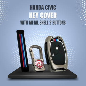 Honda City 15 Key Cover With Metal Shell 2 Buttons - Model 2006-2012