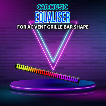 Car Music Equaliser For AC Vent Grille Bar Shape - Rhythmic Music Ambiance LED LIght