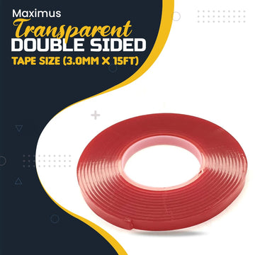Maximus Transparent Double Sided Tape Size (3.0mm x 15ft) - Maximus Transparent Double Tape 15 Feet Per Roll  (3.0mm)